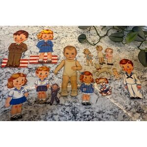 WW II Vintage Original Paper Dolls Mixed Lot Fair Condition 1942 Red‎ Cross army